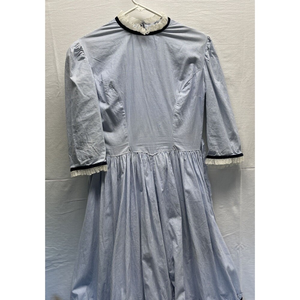 Handmade Prairie Women’s Costume Long Gingham Blue Dress Bonnet Costumes S/M